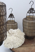 Load image into Gallery viewer, Antique Chinese paper wire hanging lanterns with wooden base
